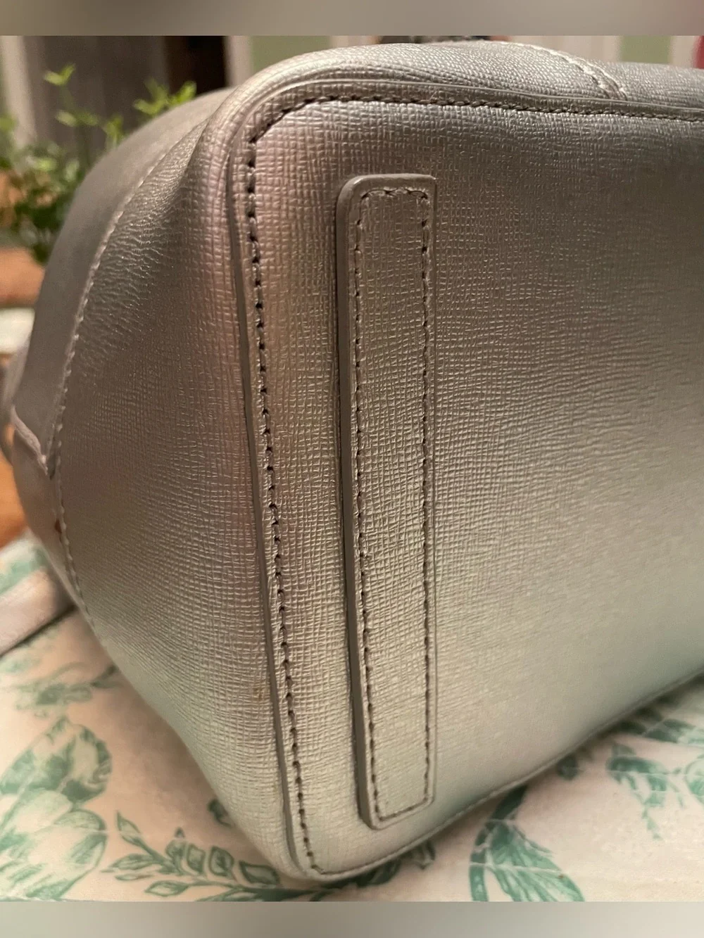 Furla Silver Drawstring Bucket Bag